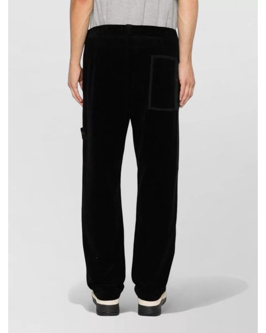 Stone Island Black Corduroy Straight-Leg Trousers for men