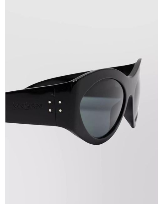 Saint Laurent Gray Acetate Studded Oval Sunglasses