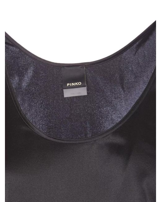 Pinko Black Crewneck Satin Finish Sleeveless Top