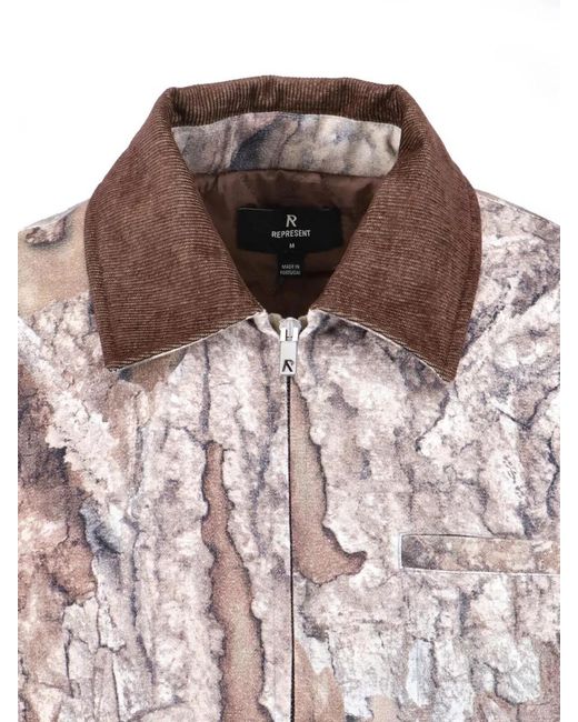 Represent Gray Cotton Printed Lightweight Jacket for men
