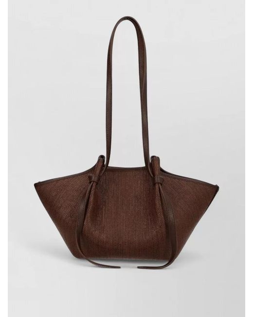 Yuzefi Brown Bucket Bag Long Handles Structured Shape