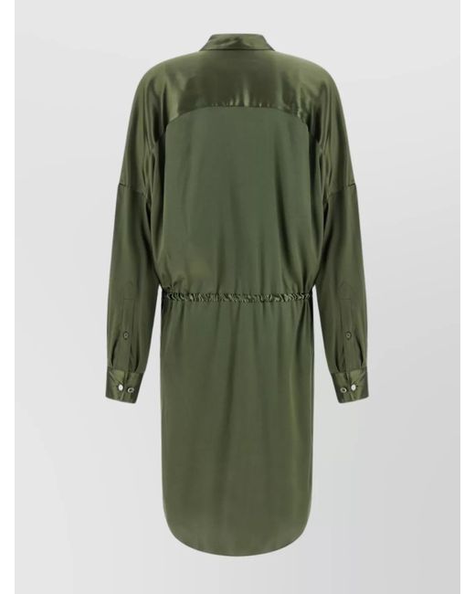 Dries Van Noten Green Silk Knee-Length Dress