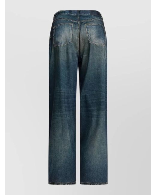 Golden Goose Deluxe Brand Blue Polyester Mid-Rise Wide-Leg Trousers
