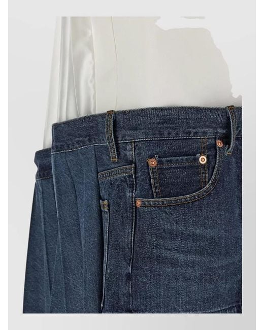 Sacai Blue Silk Denim Asymmetric Mini Dress