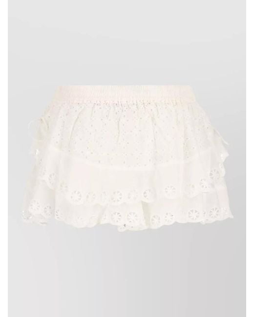 Isabel Marant White Neis Shorts Bow Accents Lace Layers