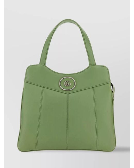 Gucci Green Small Structured Leather Handbag With Top Handles