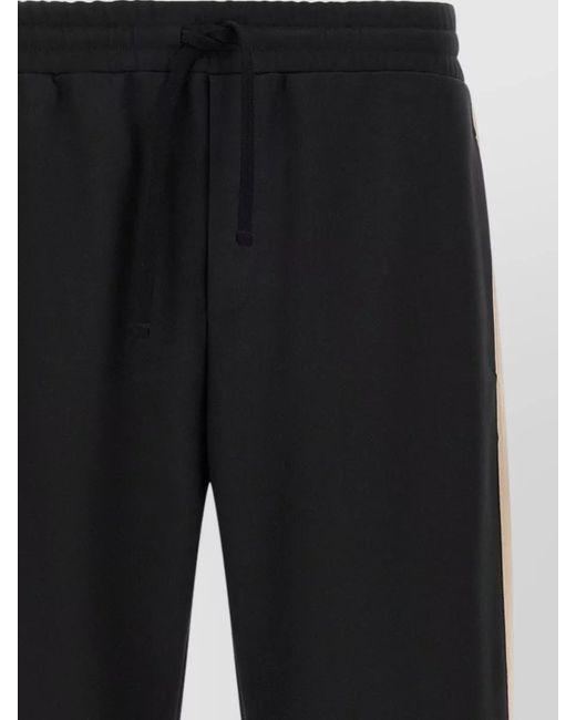 Valentino Garavani Black Vgold Pants Side Stripe Elastic Waistband for men
