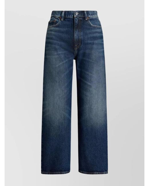 Ralph Lauren Blue Cropped Wide-Leg Cotton Trousers