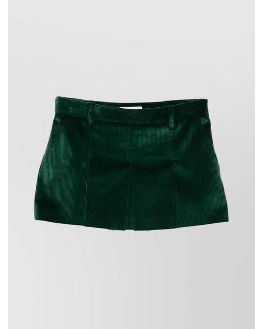 Miu Miu Green High Waist Mini Skirt Front Pleats