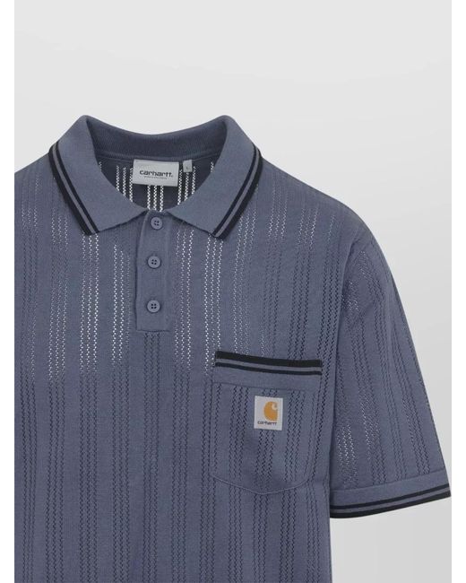 Carhartt Blue Cotton Short-Sleeve Polo Shirt for men