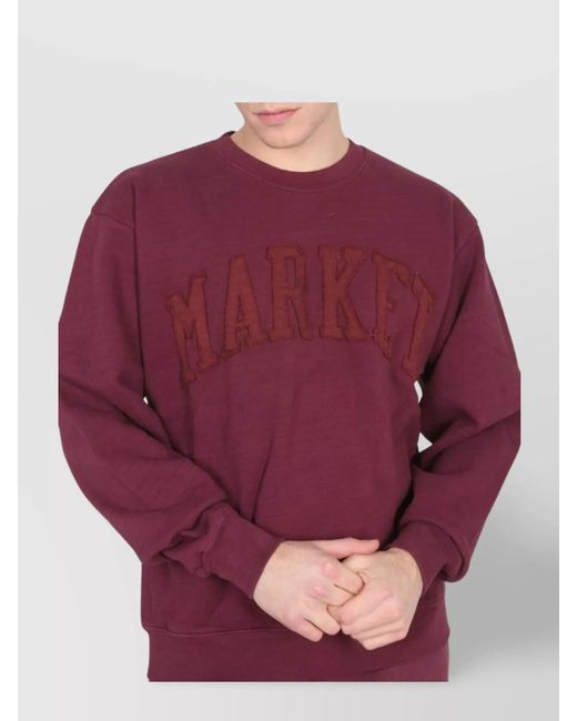 Market Red Ribbed Collar Sweatshirt
