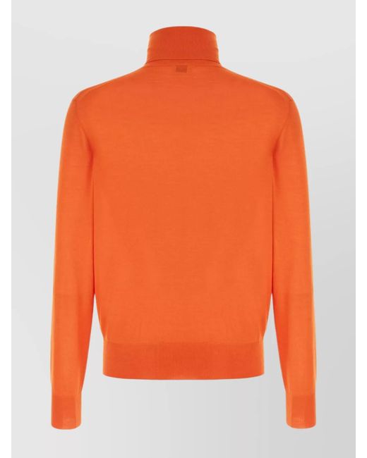 Saint Laurent Orange Cashmere Silk Wool Sweater for men