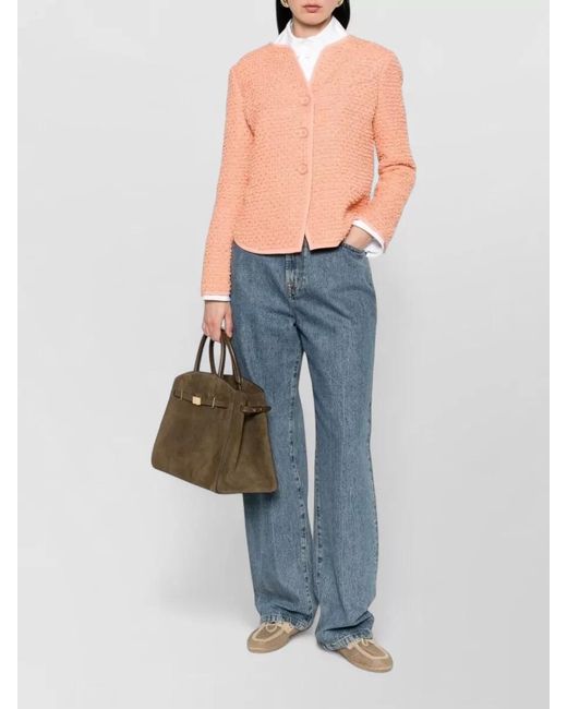 Emporio Armani Pink Virgin Wool Blend Round Neck Long-Sleeve Jacket