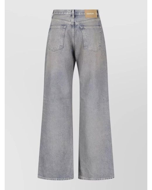 Haikure Gray High Waist Denim Jeans Casual Wide Leg