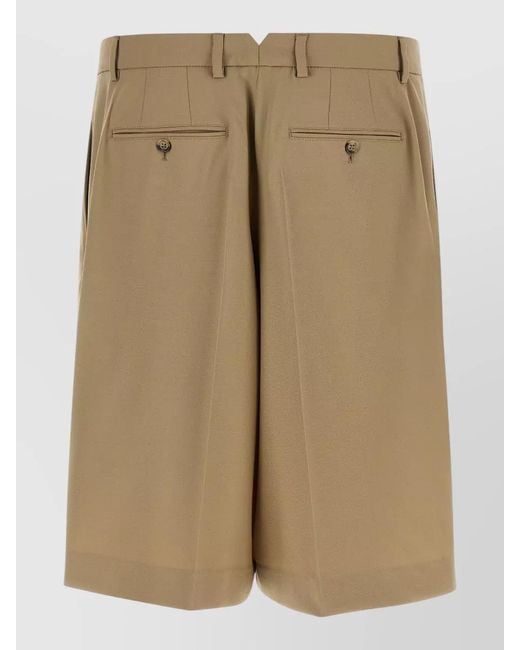 AMI Natural Wool Bermuda Shorts Belt Loops Pleats for men