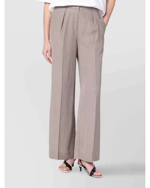 Calvin Klein Gray Linen Blend Wide Leg Trousers
