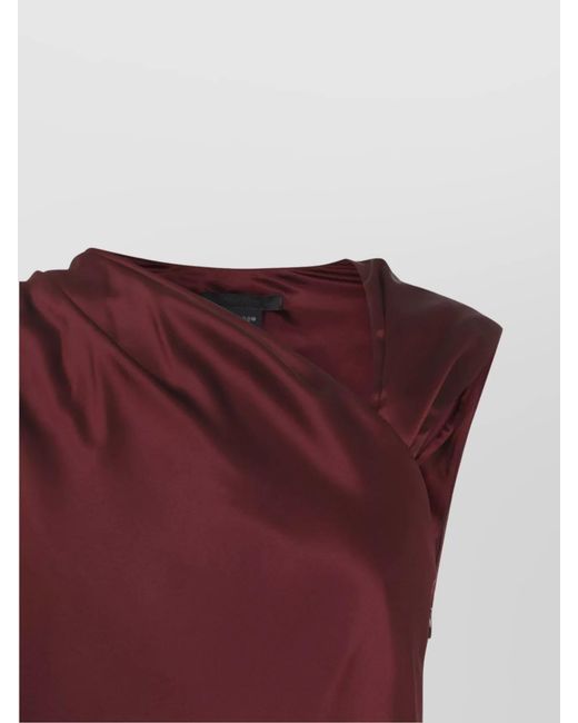 Max Mara Purple Silk Asymmetric Sleeveless Draped Midi Dress