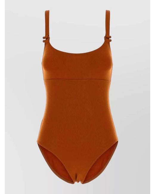 Eres Brown Stretch Nylon Swimsuit Scoop Neckline