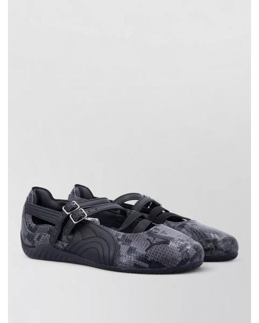 PUMA Blue Ballet Flat Snake Round Toe Rubber Sole