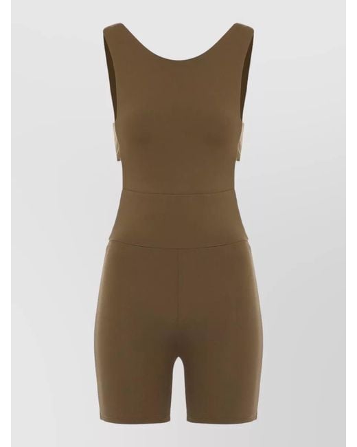 Live The Process Green Technical Fabric Jumpsuit Scoop Neck Stretch