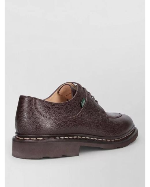 Paraboot Brown Derby Shoes Lightweight Design Textured Leather Sole for men