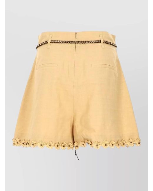 Zimmermann Natural High Waisted Skirt Belted Waist Pleated