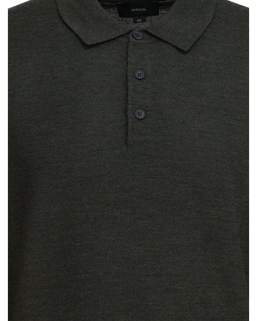 Vince Gray Merino Wool Long Sleeve Polo Sweater for men