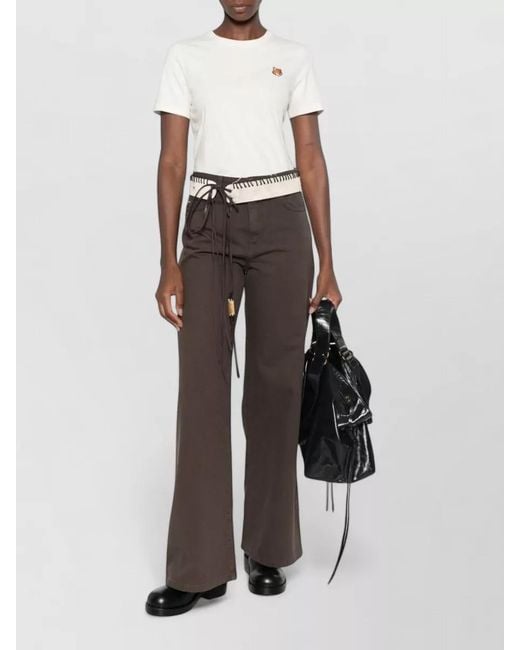 Maison Kitsuné Natural Embroidered Cotton T-Shirt