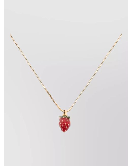 Saint Laurent White Strawberry Pendant Necklace