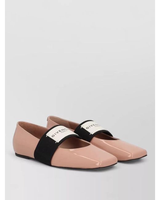 Givenchy Pink Leather Square-Toe Ballerina Shoes