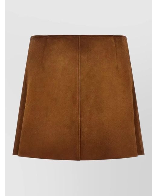 Miu Miu Brown High Waist Suede Panel Mini Skirt