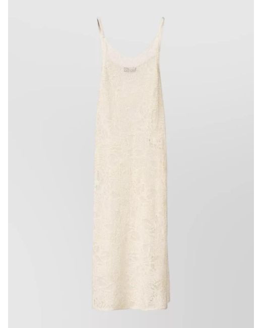 Fabiana Filippi White Crochet Maxi Dress Open Knit Scoop Neckline
