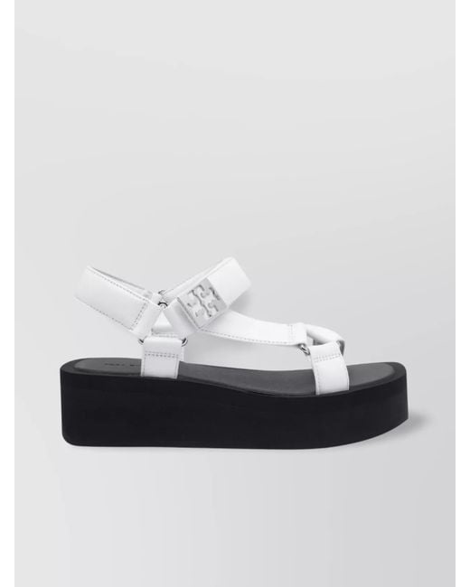 Tory Burch White Leather Platform Sandals