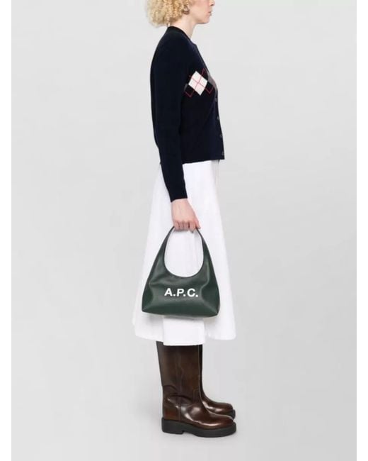 A.P.C. Green Shoulder Bag Single Top Handle Design
