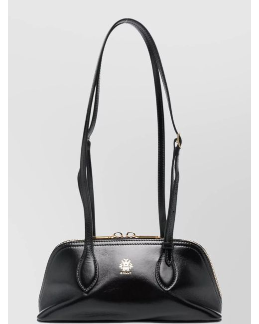 Bally Black Leather Shoulder Bag Adjustable Strap