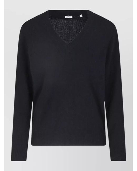 Aspesi Blue V Neck Long Sleeve Knit Top