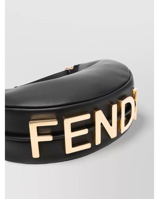 Fendi Black Graphy Small Leather Shoulder Bag