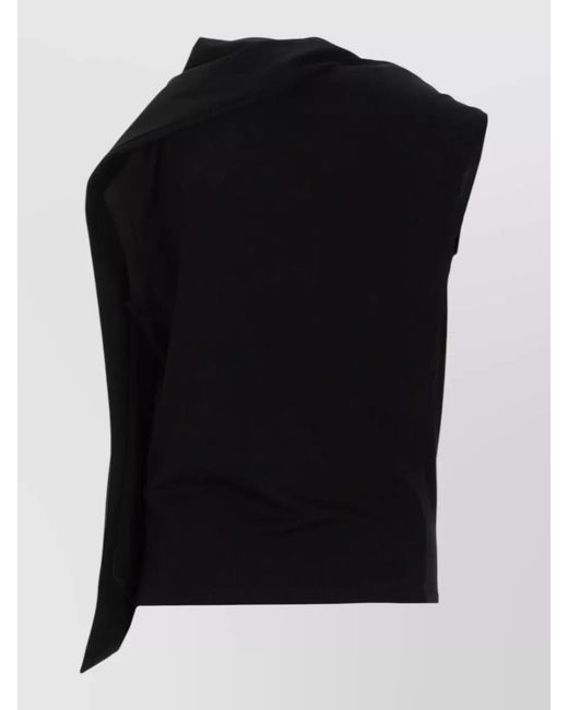 THE GARMENT Black Scarf Top Asymmetric Draped Sleeveless Design