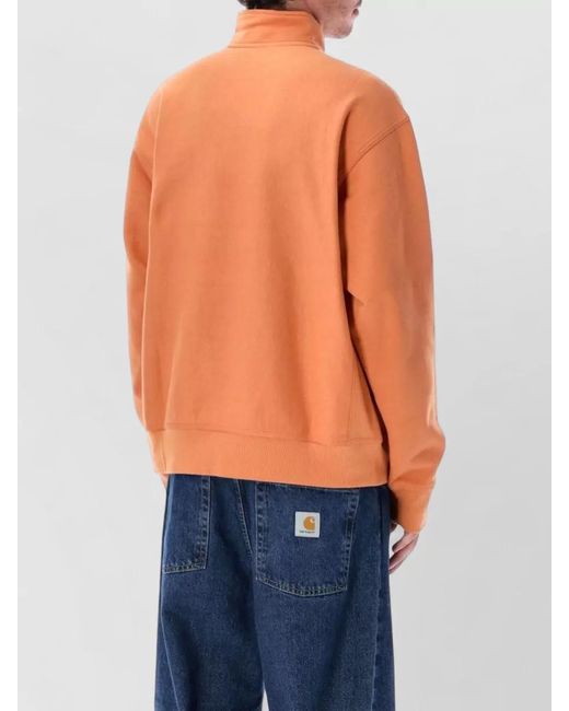 Carhartt Orange American Script Half Zip Fleece Sweater for men
