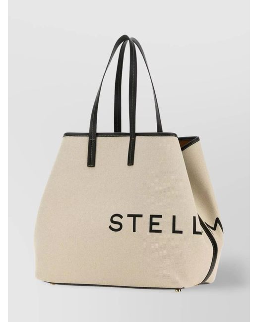 Stella McCartney Natural Stella Logo Canvas Shoulder Bag