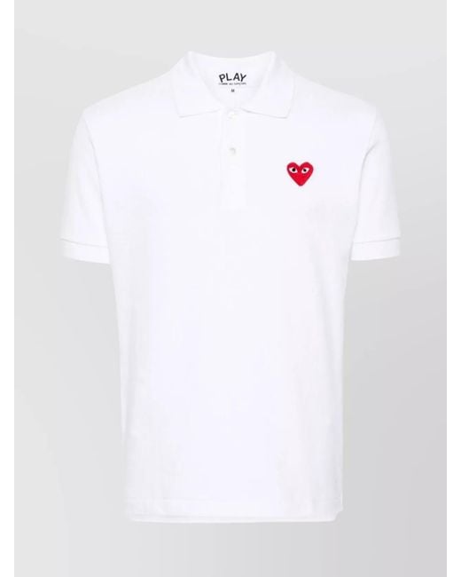 Comme des Garçons White Cotton Logo Polo Shirt for men