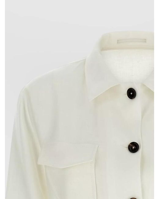 Tagliatore White J Lauren Jacket Belted Waist Long Sleeves