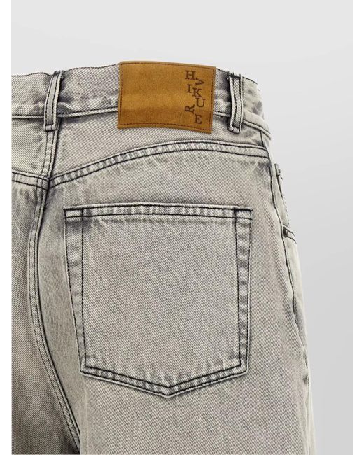Haikure Gray Cotton Wide-Leg Bermuda Shorts
