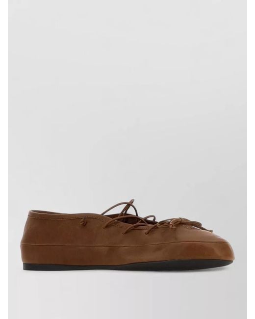 Miu Miu Brown Leather Ballerina Shoes