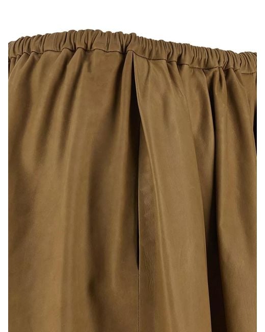 Auralee Natural Leather Pleated Skirt