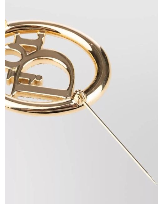Dior Metallic Signature Metal Finish Brooch Pin Design