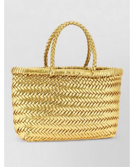 Dragon Diffusion Metallic Flat Gora Mini Handbag Braided Handles