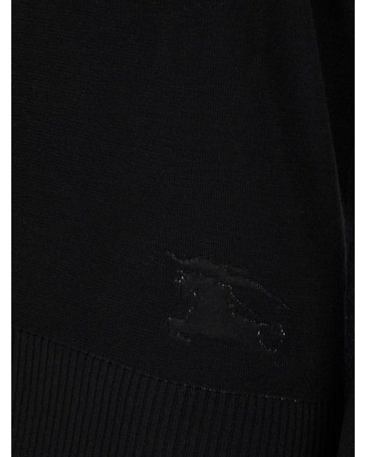 Burberry Black Wool Ribbed Turtleneck Sweater