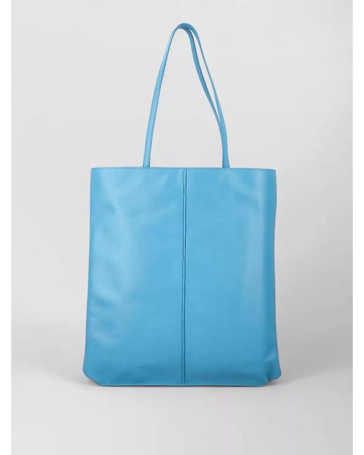 Jil Sander Blue Linea Leather Tote Bag Top Handles