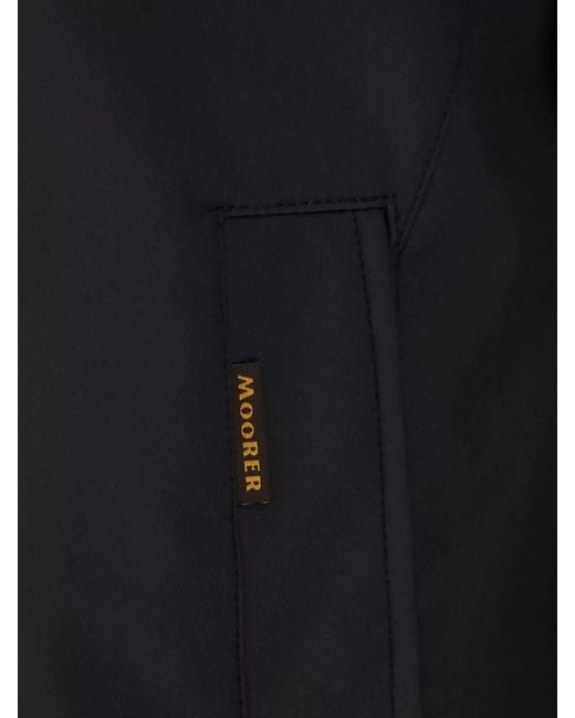 Moorer Black Polyester Down Jacket Stand Collar Pockets for men